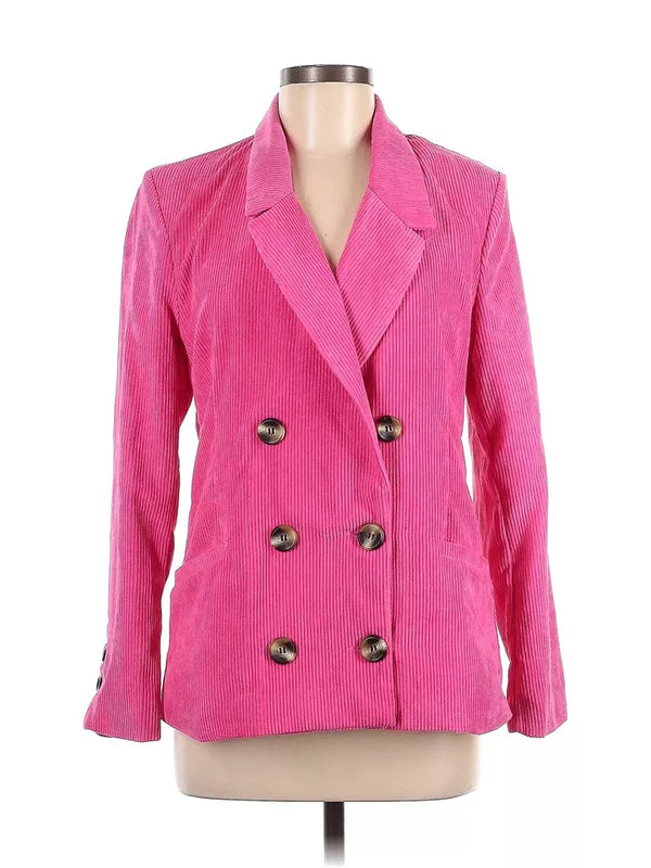 Lucky Leaves Hot Pink Corduroy Double Breasted Jacket Blazer Medium