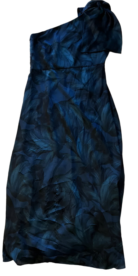 Sachin & Babi Women's Blue Floral Chelsea One-Shoulder A-Line Gown – Size 14