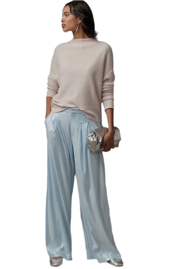 MAEVE by Anthropologie Women's The Avery Wide-Leg Trousers Baby Blue Sequins Size 4 NWT