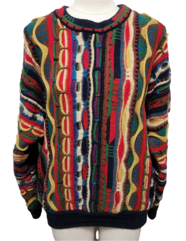 VTG Women's Limnos Australian Multicolored Pure Wool Crewneck Sweater Coogi Style 3D