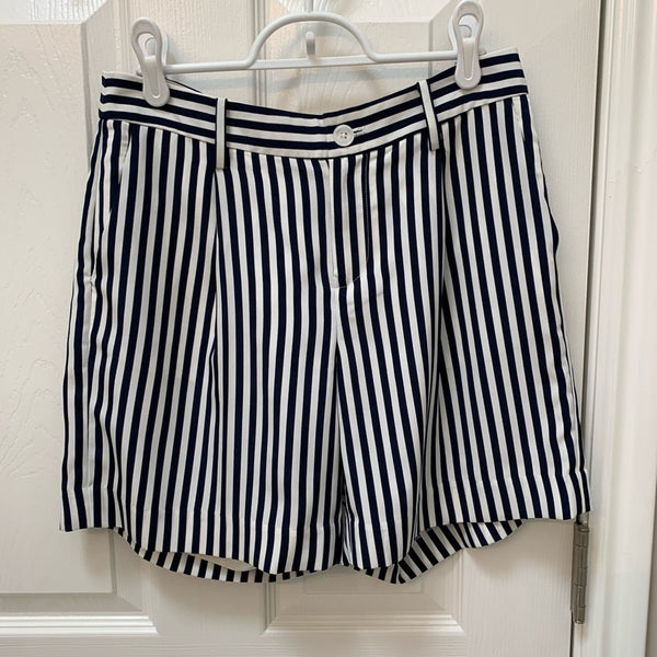 Lauren Ralph Lauren blue white nautical high waist silky striped shorts size 2