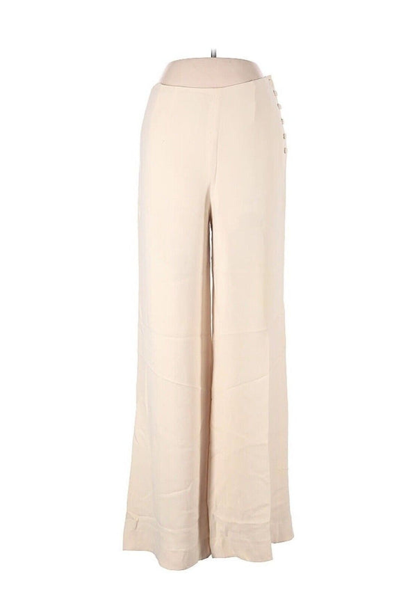 Ralph Lauren Black Label Women's White Ivory Silk Noreen Trousers, High Waist, Size 8