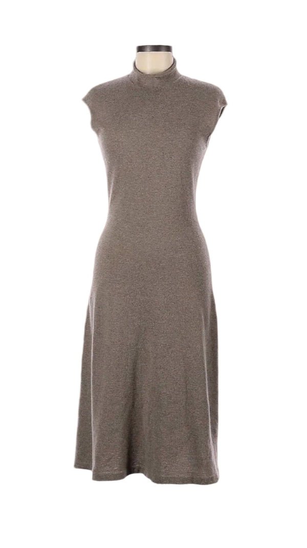 Ralph Lauren Black Label 100% Cashmere Sleeveless Mock-Neck Sweater Dress, Tan, Medium