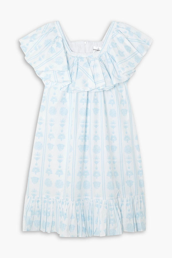 Sindiso Khumalo Women's Ruffled Printed Cotton-Poplin Mini Dress – Blue White, UK 8 US 4